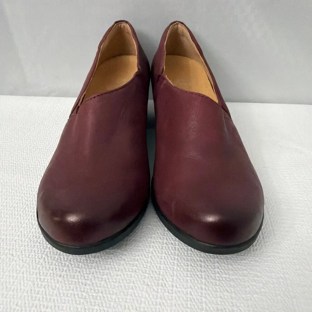 Dansko Shoes Womens Size 9 Camdyn Wine Red Leather Slip On Block Heels 39
